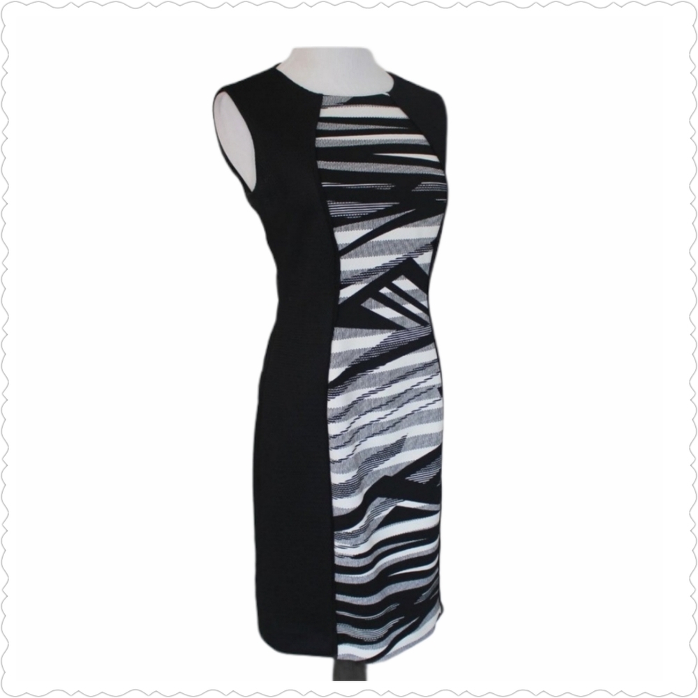 TAHARI Black and White Sheath Dress, 4